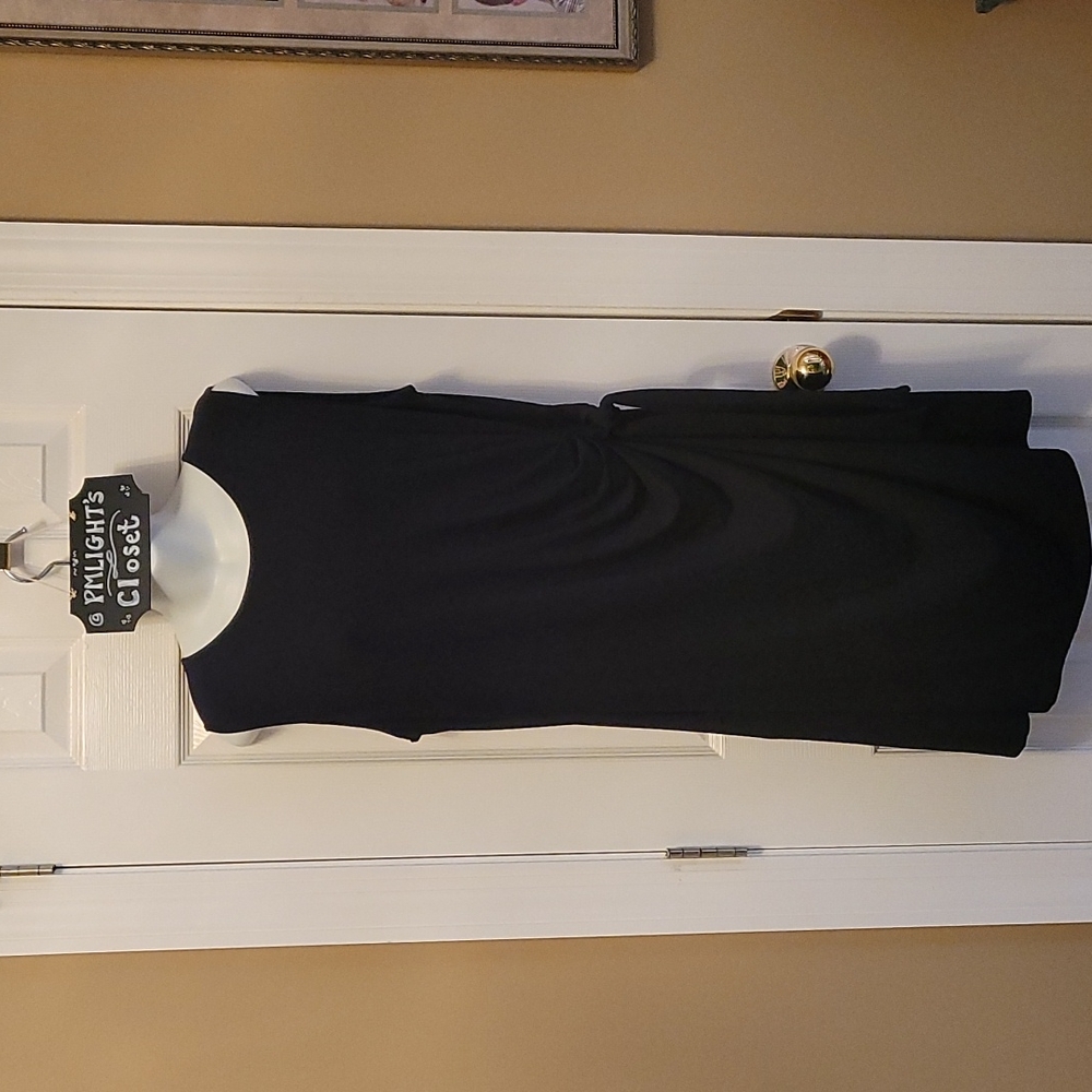 Carole Little Woman Dress Black 1X Sleeveless Side Tie